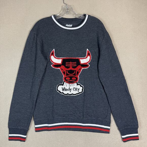 Mustache Other - Mustache 3Rd Gade Sweatshirt Mens S Gray Chicago Bulls NBA Logo Pullover